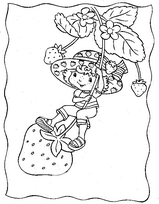 coloriage charlotte grimpe sur une fraise